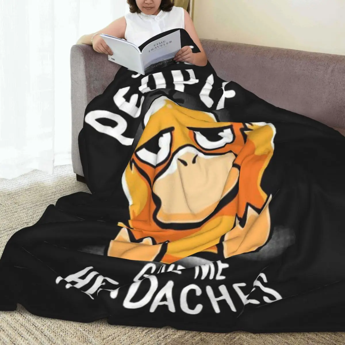 مخصص ثلاثية الأبعاد طباعة P-Psyducks أعطني الصداع البطانيات مريحة لينة الفانيلا الصيف رمي بطانية لغرفة نوم أريكة في الهواء الطلق