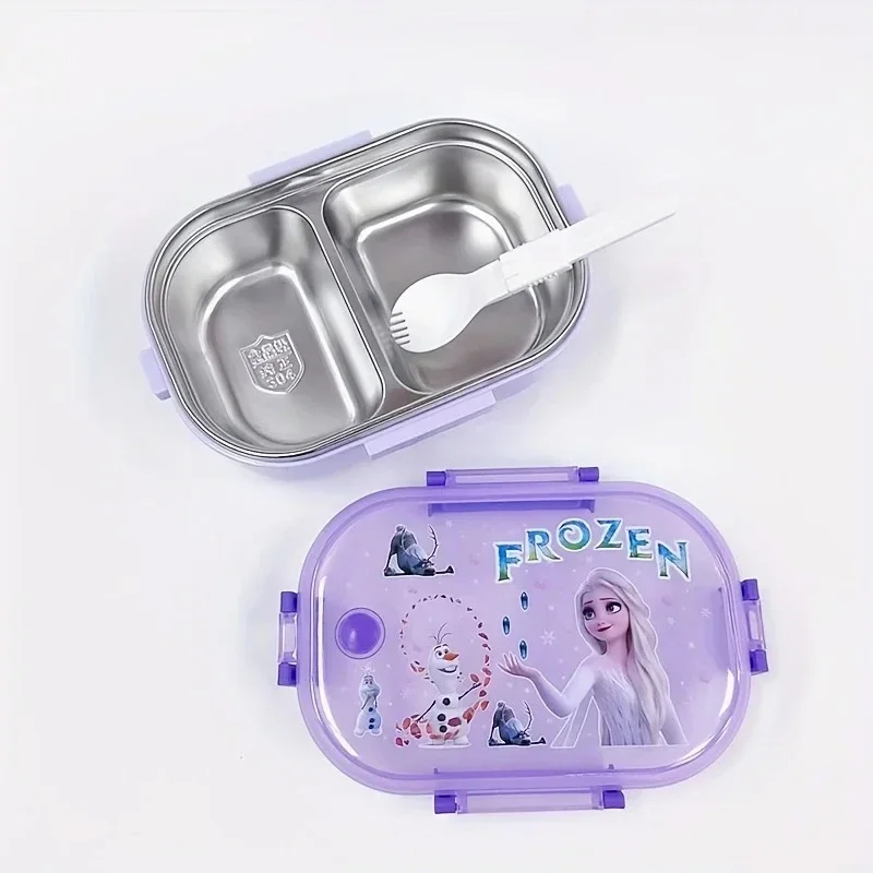 1pc Disney Elsa Princess, Lightning McQueen Lunch Box, Cartoon Cute 304 Stainless Steel Bento Box, Meal Box, Home Furnishings