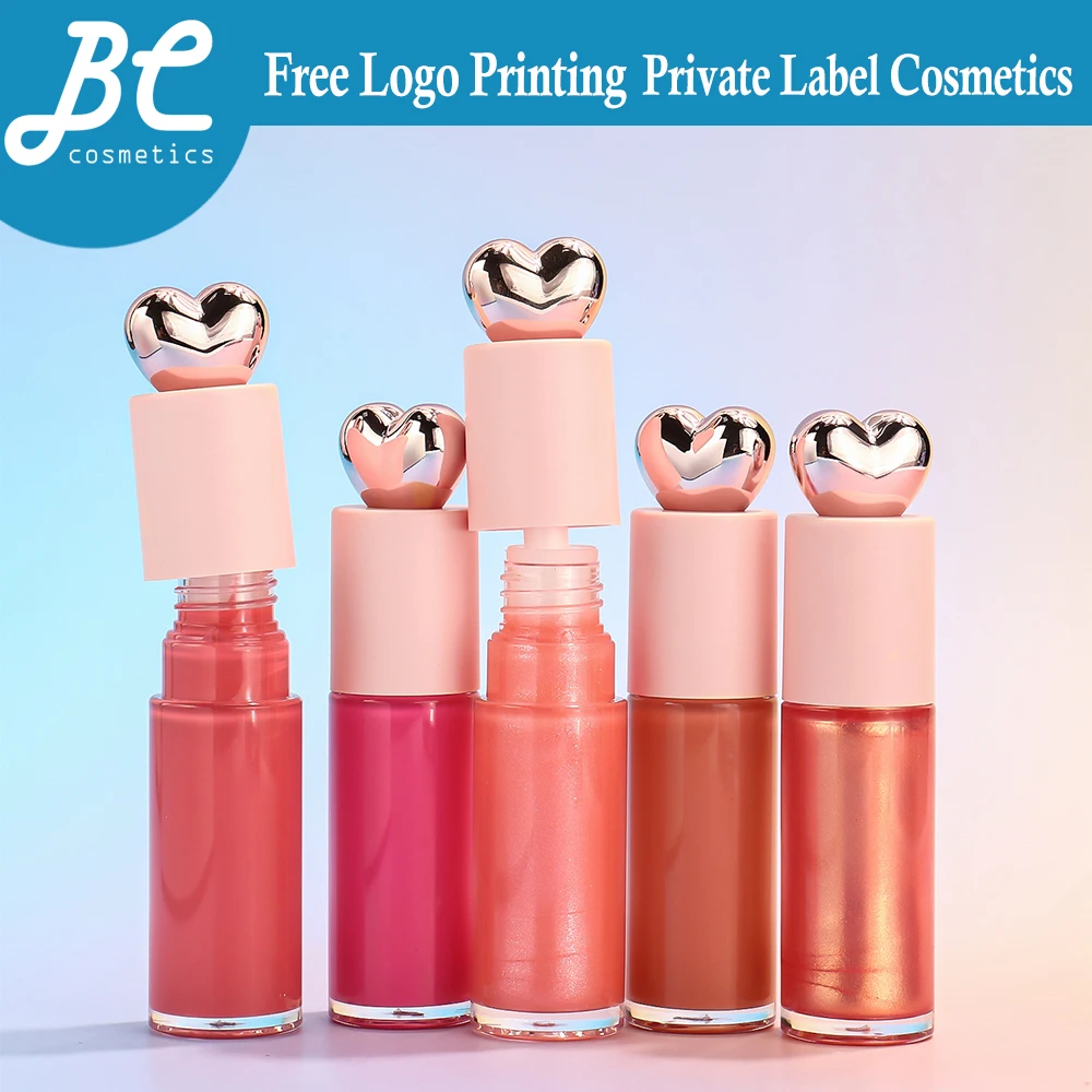 

Custom Logo Heart Cap Lip Gloss | Private Label Lipstick | Long-lasting Moisturizing Lip Gloss for Women | OEM Makeup