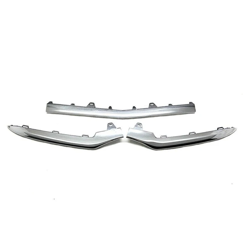 

3Pcs Chrome Front Bumper Moulding Lip Trim Strip For Benz E Class W212 14-16 A2128852774 A2128852874 A2128852674