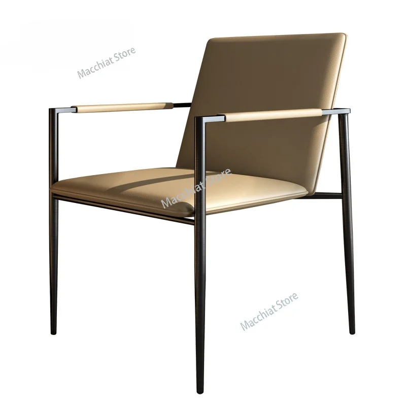 Living Tonet-Sillas de Comedor amarillas con reposabrazos, Chaise nórdico moderno, Sillas de cuero, muebles de cocina