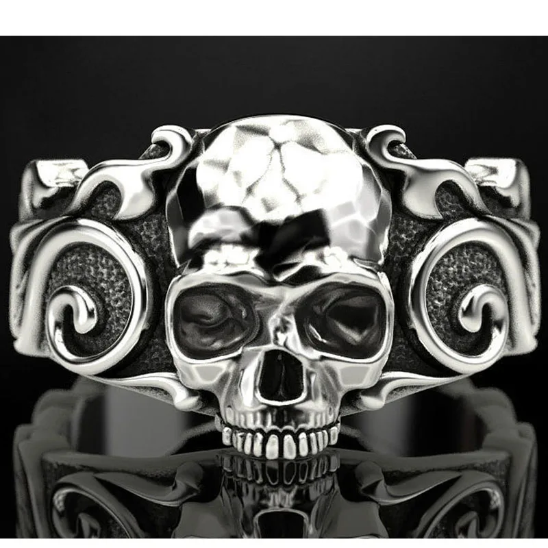 

10g Skull Patterns Biker Mens Rings Customized 925 Solid Sterling Silver Ring Hiphop Many Size sz6-13