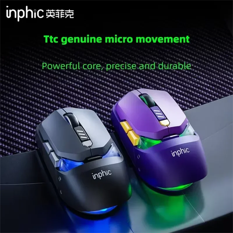 

RGB Wireless Mouse 2.4G+Bluetooth+Wired Tri-mode 12800 DPI Rechargeable 1000Hz Polling Rate Macro Esports Mouse for Gaming