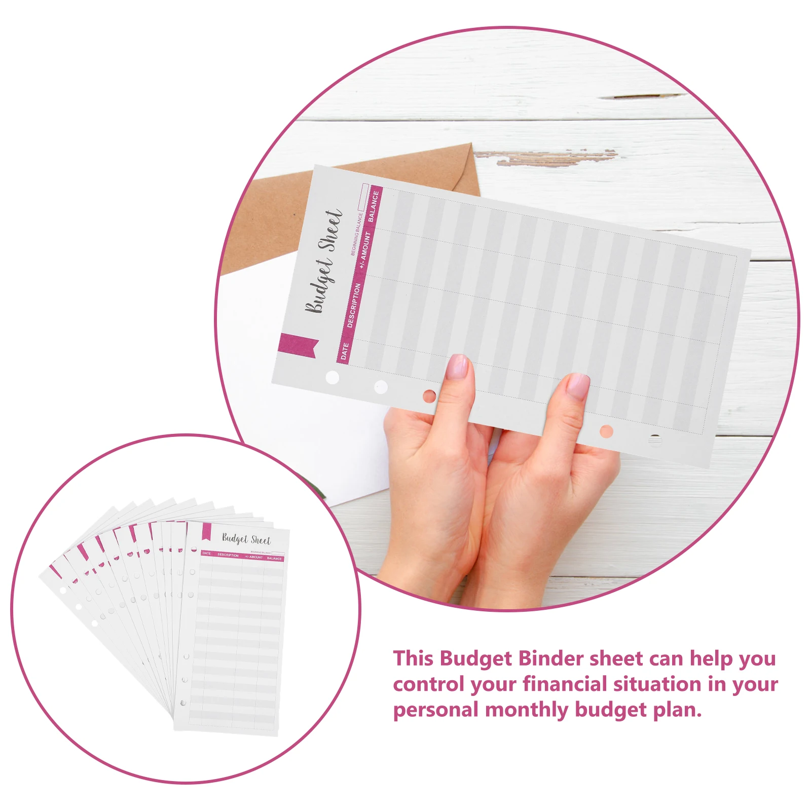 

12pcs Budget Replacement Sheets 6 Ring Refillable Paper Expense Tracker Cash Planning Organizer for A6 Office Supplies