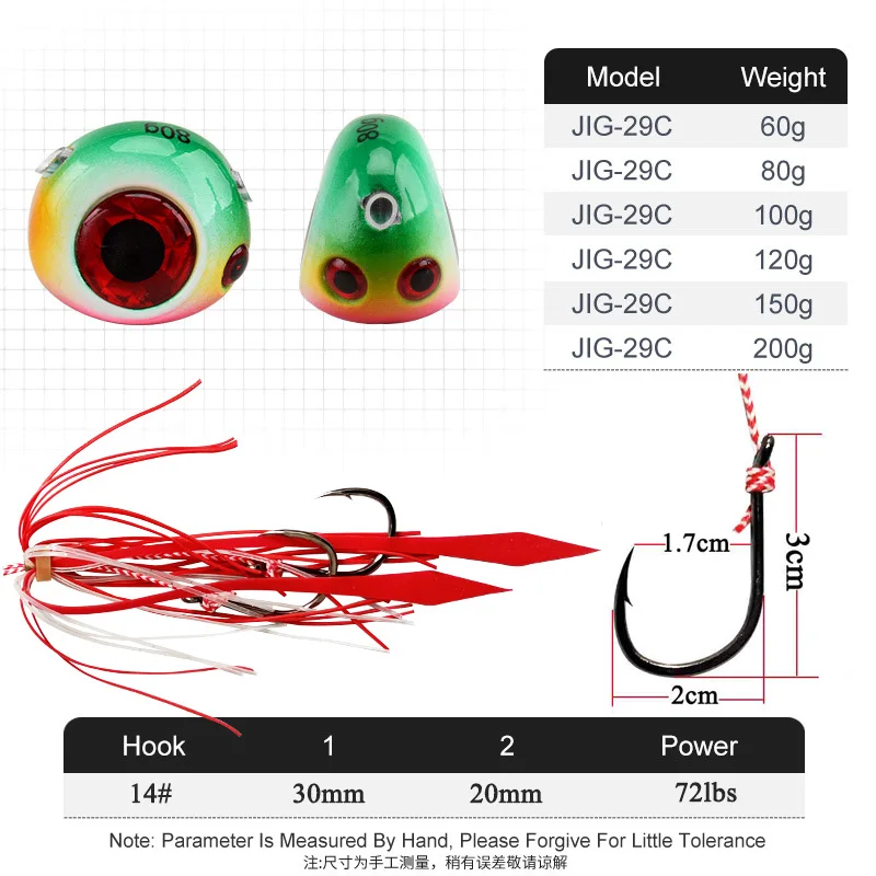 Lumious Madai JIg 40g60g80g100g120g150g180g200g Fishing Anglers Metal Inchiku Jigs Head Kabura Pesca Slider Snapper Jigging Lure image 2