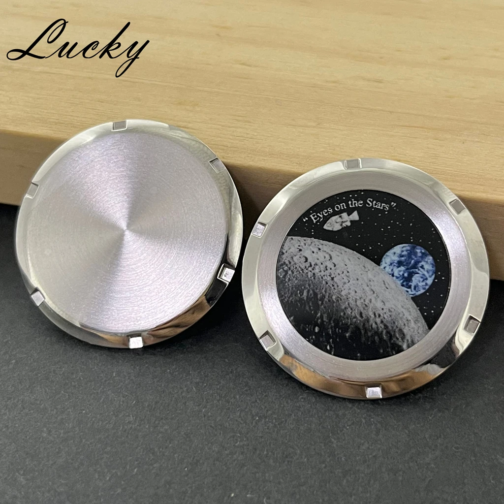 High Quality Stainless Steel Moon Pattern Watch Case Back Suitable Fit VK63 Movement Watch Case Detachable Bottom Cover Parts
