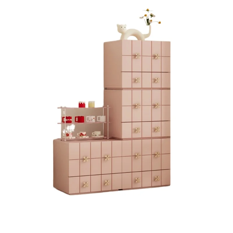 

Pink square storage cabinet living room bedroom against the wall entrance French home furnishing.