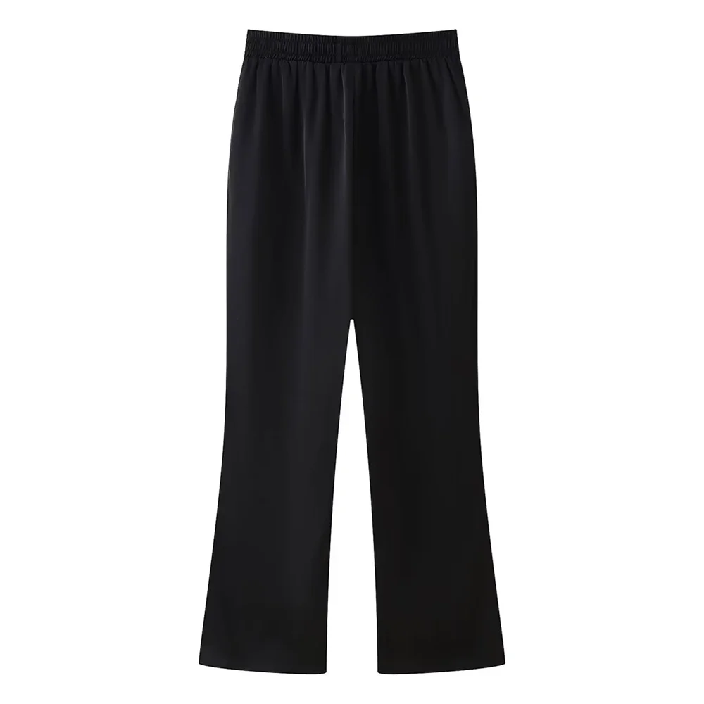 PB&ZA 2024 Spring New Women\'s Fashion temperament casual versatile sequin embroidered satin shirt straight leg pants set