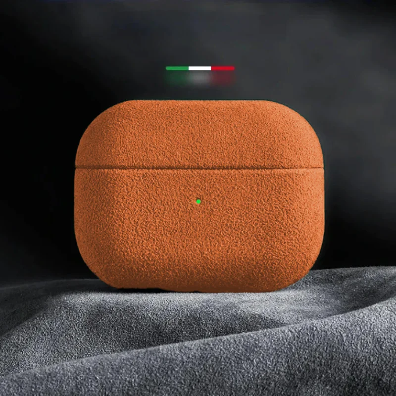 NONE Italienische Wildlederhülle für Airpods Pro 2, für Airpods Pro 3, Airpods 4 3, luxuriöse Kunstleder-All-Inclusive-Hülle 7