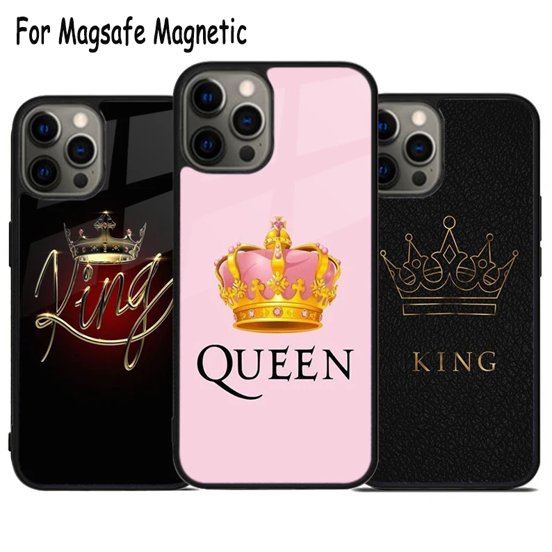 Royal king queen Wireless Charge Magsafe Phone Case For iPhone 15 16 14 13 11 12 Pro Max Plus Magnetic Bumper Cover