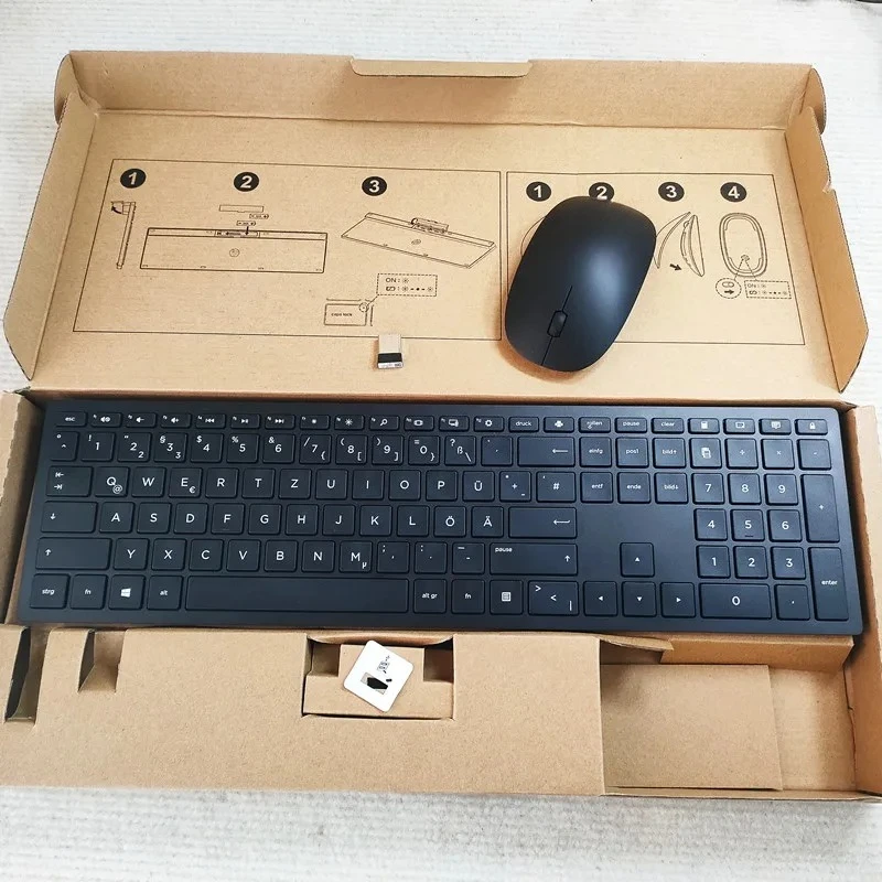 German Layout 2.4GHz Wireless Ultra-thin silent keyboard and mouse set  for HP HSA-P003K HSA-P003M