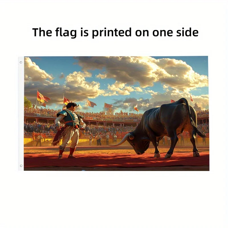 Bullfighting Matador and Angry Bull Outdoor Polyester Flag Durable Decoration