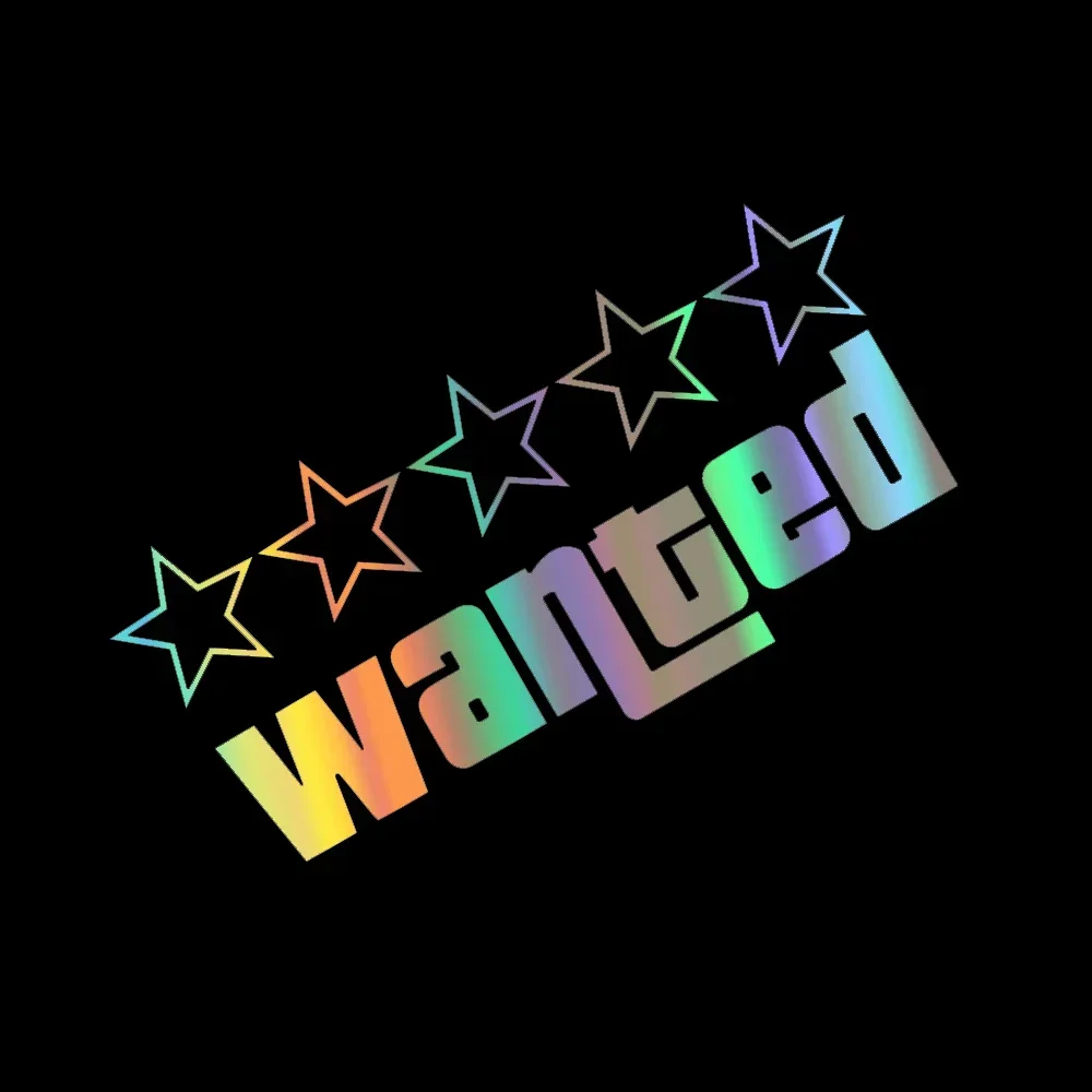 Wanted Reflective Laser Car Funny Stickers Auto Vinyl Film Decals For Car Bumper Windows Motorcycle Laptop Walls