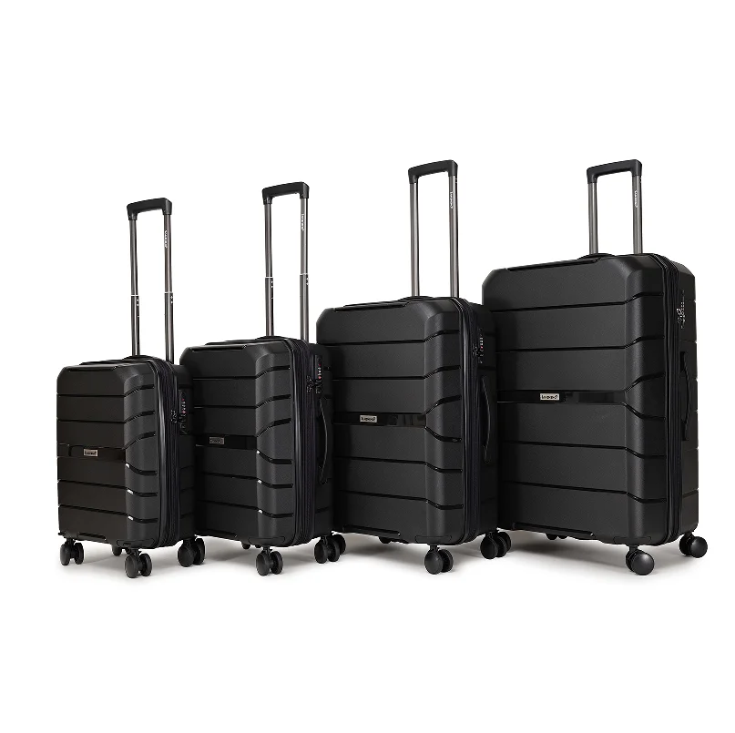 4-piece luggage set (18 inches 20 inches 24 inches 28 inches)wheeled luggage hard luggage with four swivel wheels black luggage