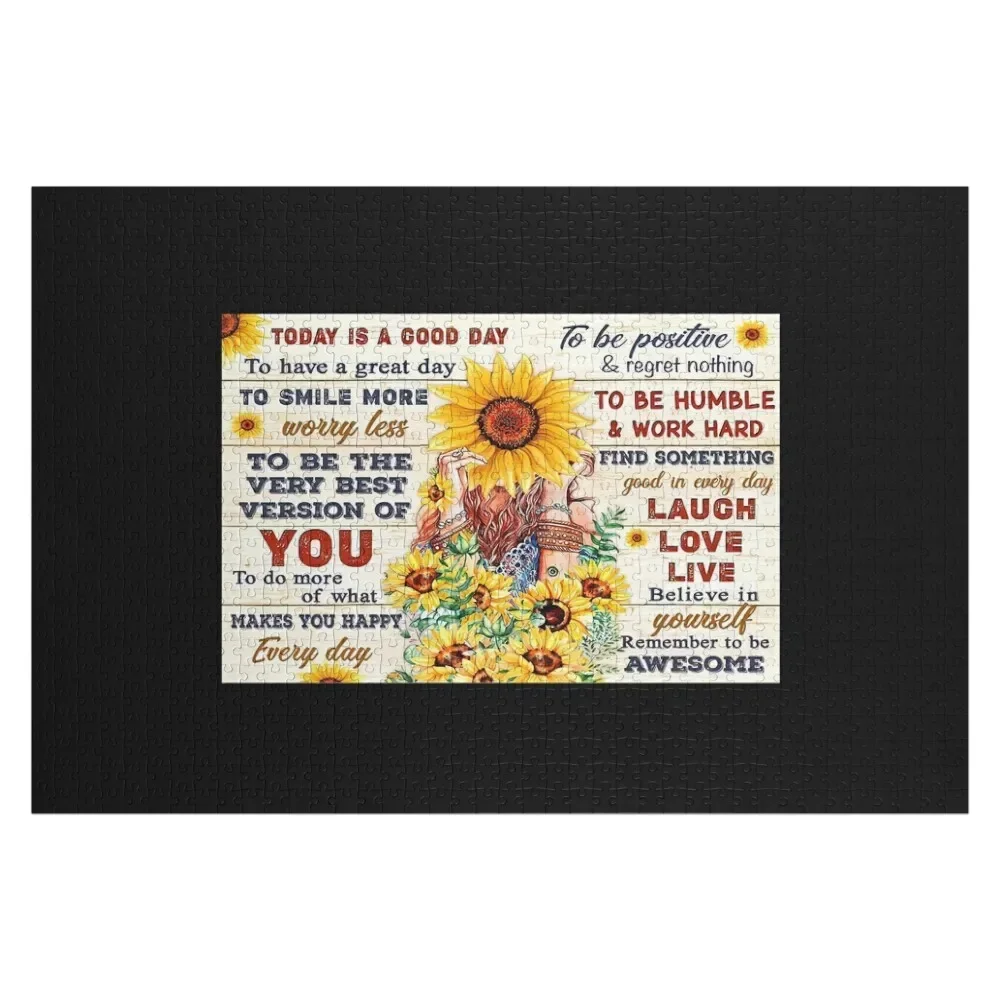 Hippie Girl Today Is A Good Day - Hippie Girl Sunflower - Hippie Lady Sunflower - Women Sunflower Jigsaw Puzzle