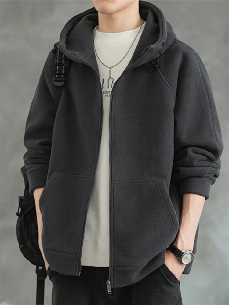 

Double-Sided Fce Hoodie Cardigan Men's Heavyweight Trendy Casual Jaet Loose Fit Long Sve Zipper Closure