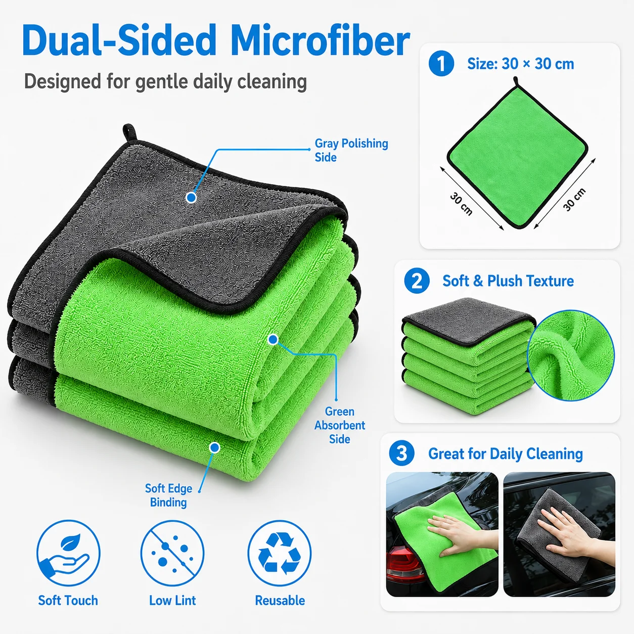 1/3/10P All Purpose Cleaning Towel Microfiber Wash Cloth For Auto Bike Motorcycle Home Window Mirror Furniture Polishing Drying