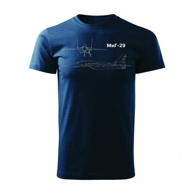 MiG-29 Fulcrum Fighter Aircraft Technical Blueprint T-Shirt 100% Cotton O-Neck Summer Short Sleeve Casual Mens T-shirt