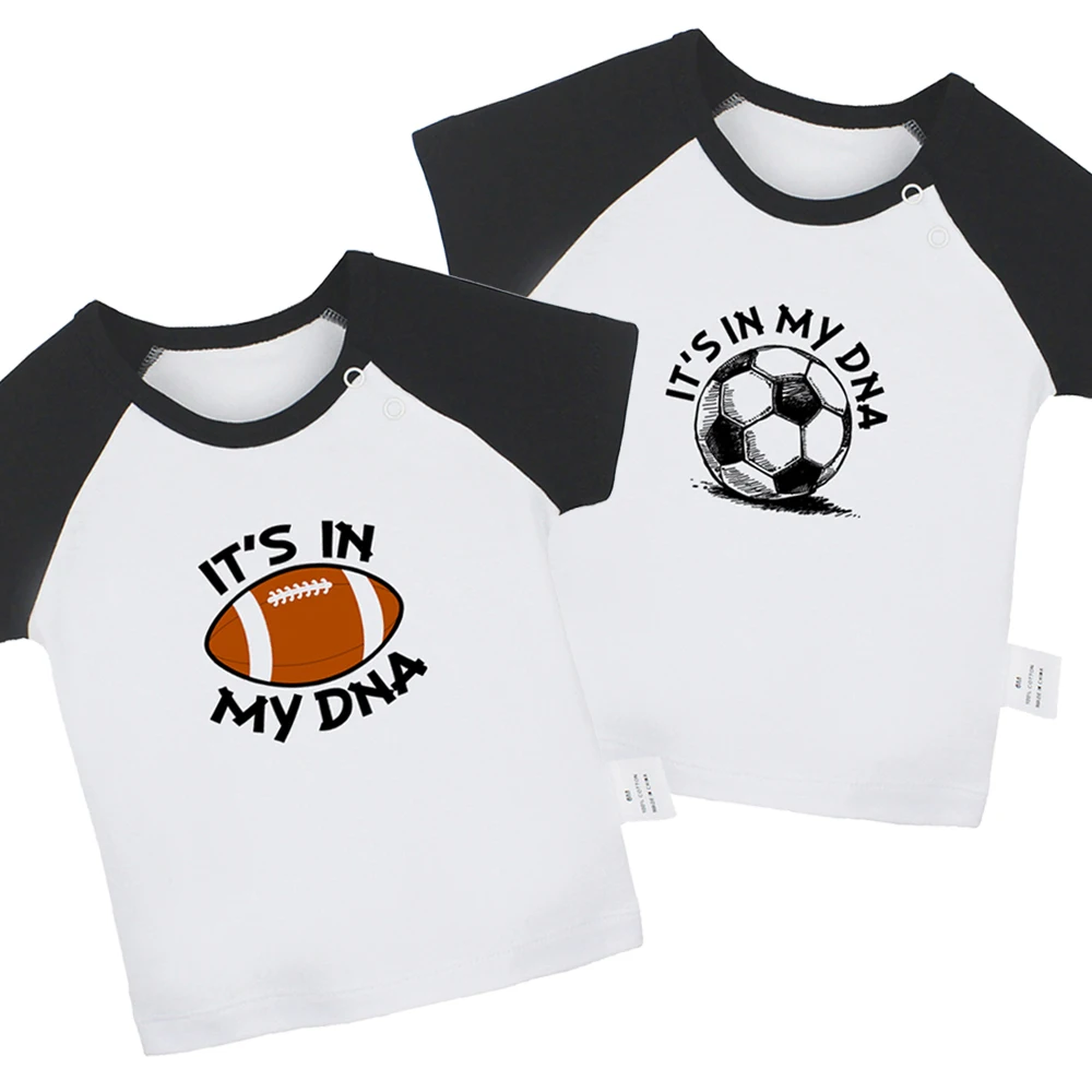 

It's In My DNA Football Fun Graphic Baby T-shirts Cute Boys Girls Tees Infant Short Sleeves T shirt Newborn Clothes Kids Tops