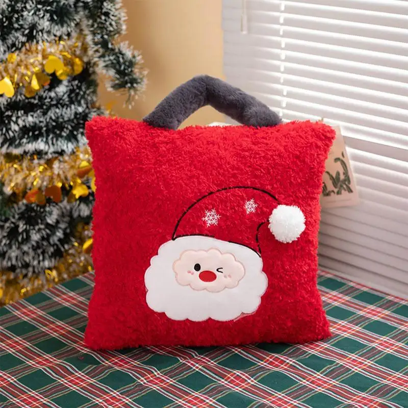 Pluche Kerstkussen Winter Vakantiekussen Voor Bank 16X16 Inch Vakantie Pluche Kussen Santa Elanden Kerstboom Vierkant Zacht