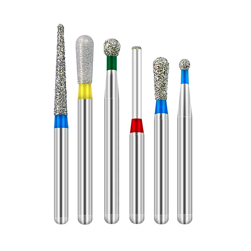 Dental High Speed Handpiece Bur 10pcs Tungsten Steel Diamond FG 1.6mm Ball Flame Taper Round Flat Cone Shape Tooth Preparation