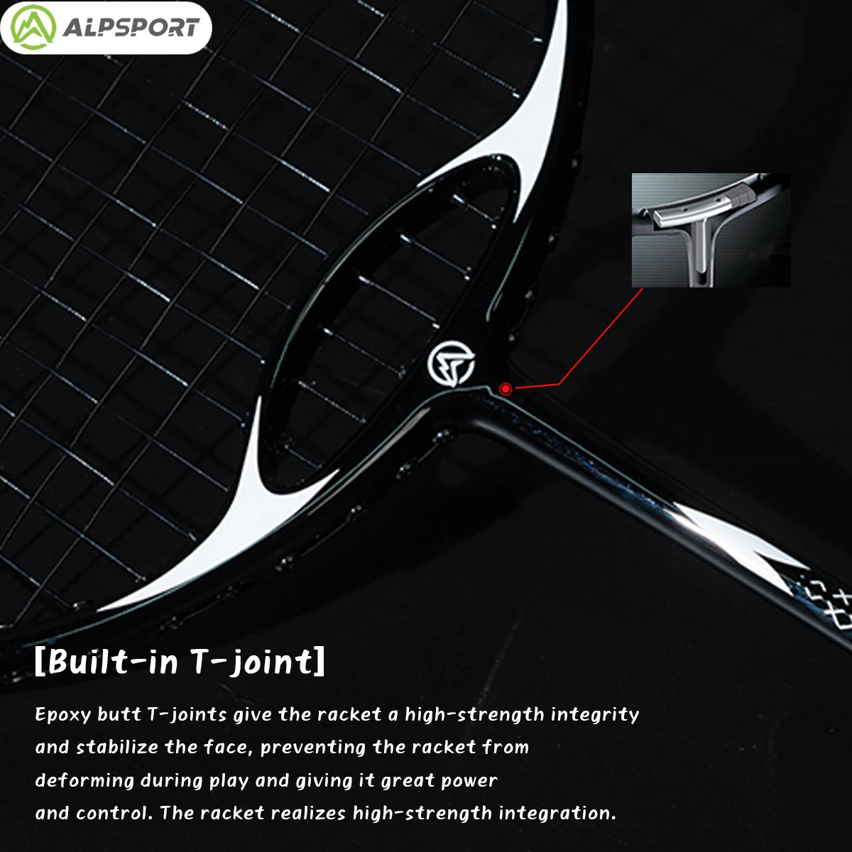 Alpsport ZHA 4U Robuust en duurzaam Legaal, origineel Badmintonracket Lichtgewicht en uitgebalanceerd Maximaal gewicht 38lbs (met rackettas en