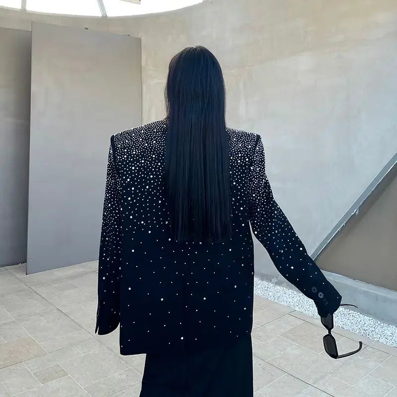 2026 frühling Herbst Frauen Blazer Mantel Heißer Stanzen Schwere Industrie Anzug Neue Lose Anzug Top