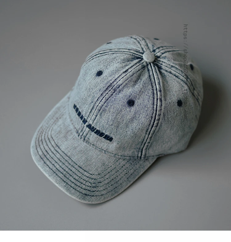 Street Retro Washed Distressed Denim Baseball Cap Men and Women Couple Simple Letters Embroidered Peaked Cap