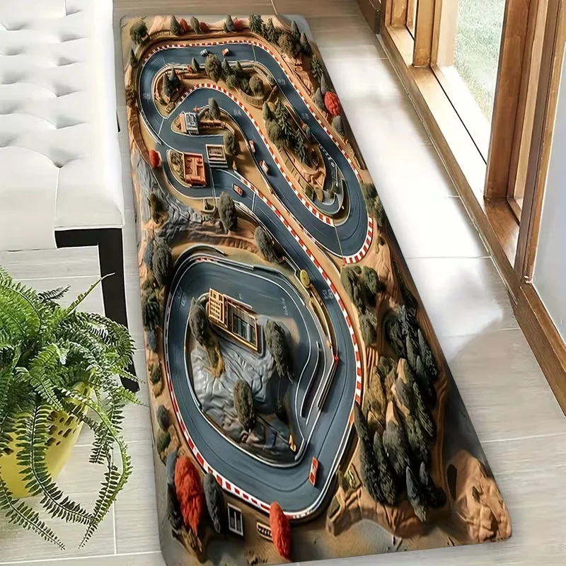 Racing Track Runner Rug  City Road Carpet City Traffic Game Floor Mat Home Decoration