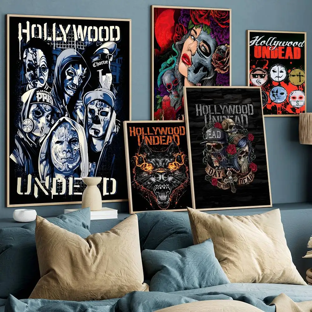 Rock Band H-Hollywood Undead Singer DIY Sticky Poster Whitepaper Prints Posters Artwork Vintage Decorative Painting