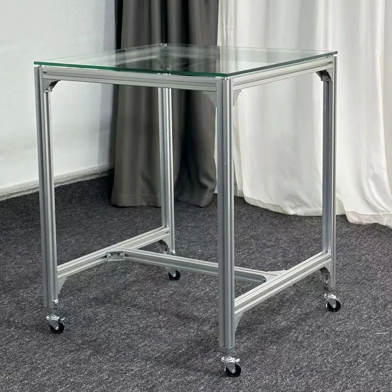 Tempered Glass Table with Nordic Aluminum Frame for Modern Minimalist Home Use Rectangular Dining Table Coffee Table Display