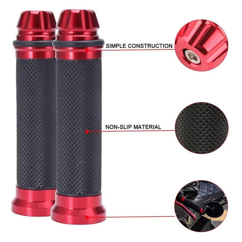 1 Pair Motorcycle Handlebar Grips 7/8 - 22mm Handlebar Grips Universal CNC Handlebar Covers Throttle Grips Sleeves