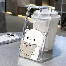 Phone Case For iPhone 16 15 Pro Max 14 Plus 13 Mini 12 11 XS X XR 7 8 SE 2 2020 Cute Animal Cat Soft Silicone Clear Bumper Cover