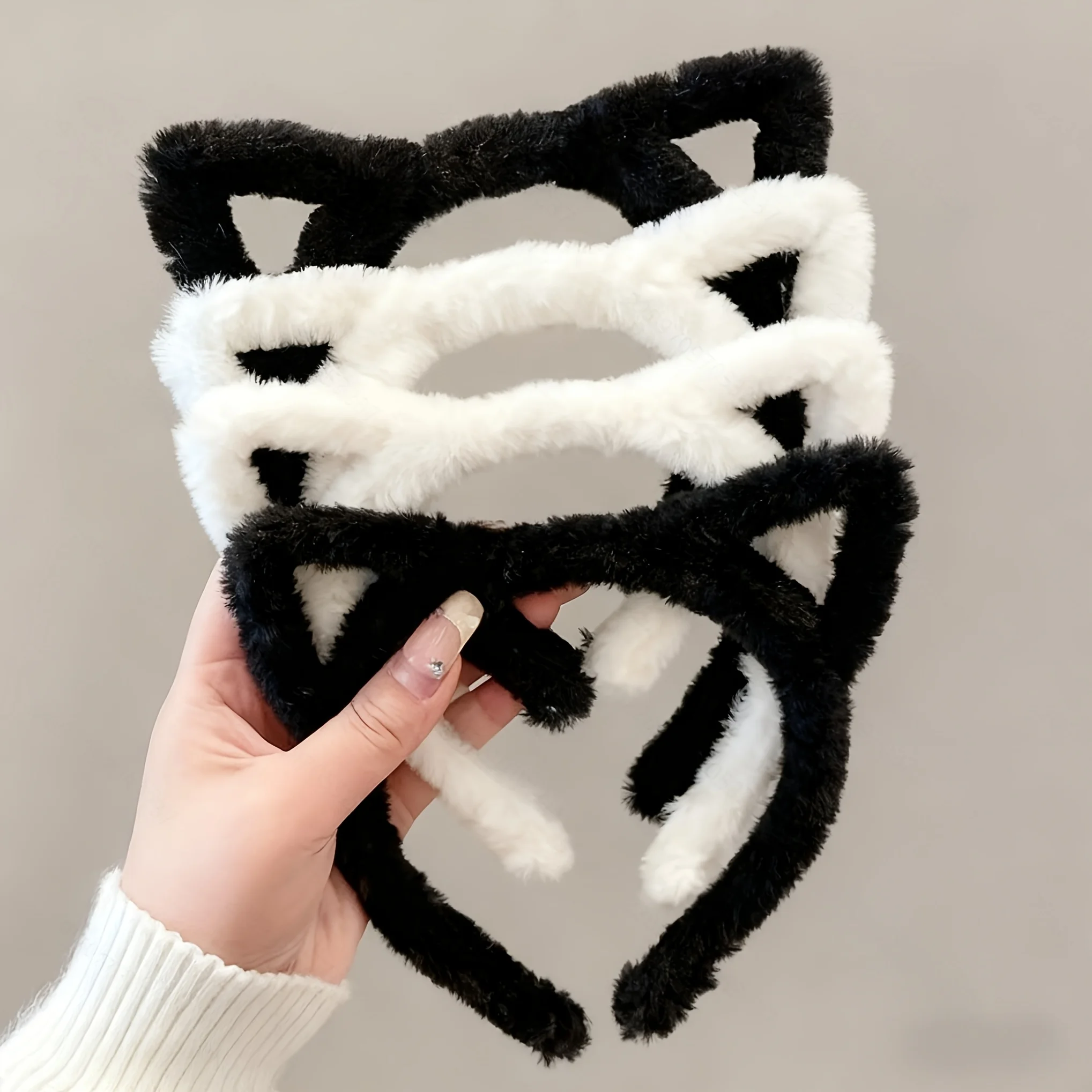1/4 Stück Katzenohren-Plüsch-Stirnband, große Stirnbänder für Damen, nicht leicht zu beschädigen, leicht zu tragen, Party-Verkleidung, zum Tragen von Haaraccessoires – Detail 5