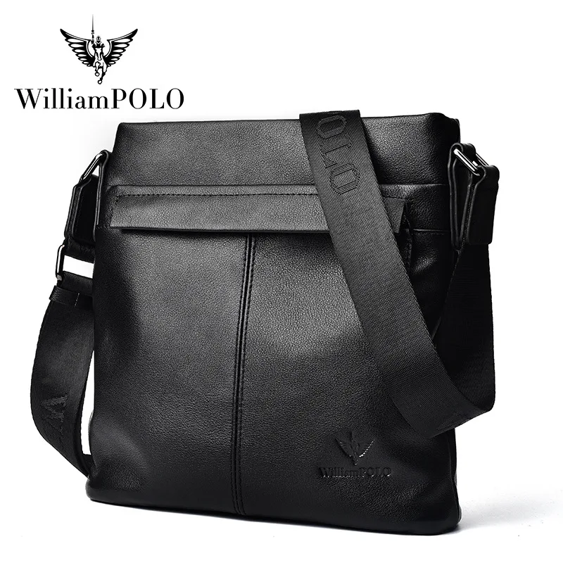 WILLIAMPOLO Genuine Leather Business Men\'s Shoulder Bag Casual Commuting Man Crossbody s Brand Luxury Designer for Men