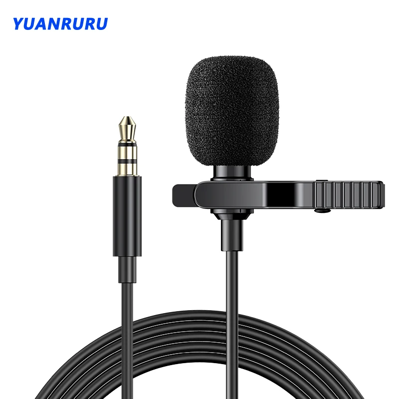 1.5m Lapel Microphones 3.5 mm Microphone Clip Portable Microphone Condenser Clip-on Lapel Mic Wired Mini Audio Mic Only for PC