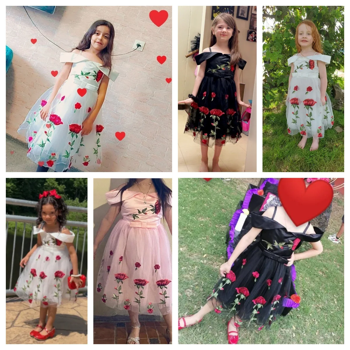 صيف 2025 ملابس الأطفال الفتيات خارج الكتف فستان الأميرة الاطفال ارتفع التطريز تول القوس فستان ل ثوب عيد ميلاد الزفاف #3