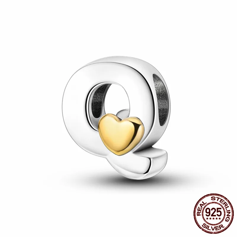 

This S925 sterling silver heart-shaped letter Q charm paired with an original bracelet is a DIY jewelry gift perfect for women