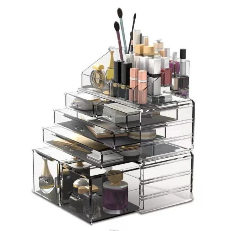 Readaeer Makeup Organizer 12-Drawer Cosmetic Storage Display Box Black Multi-Drawer Case for Jewelry and Cosmetics