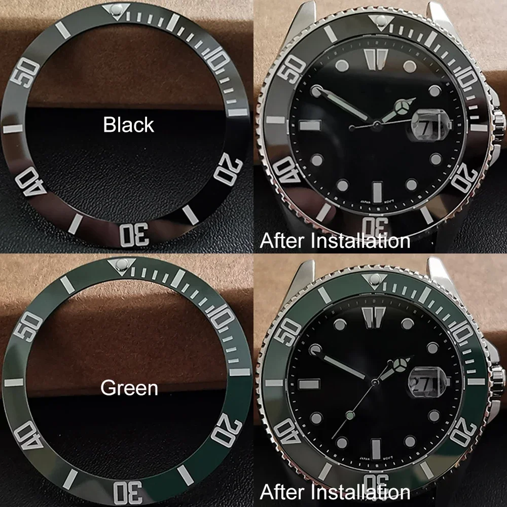 41mm Watch Bezel for MDV106-1A MDV-107-1A1/1A2 Diving Watches Modified Part Luminous Scale Replacement Insert Bezels