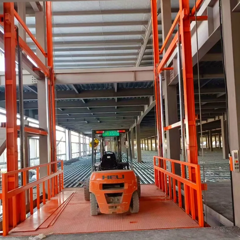 Hydraulic guide rail lifting platform, cargo hoist, hydraulic lift freight elevator