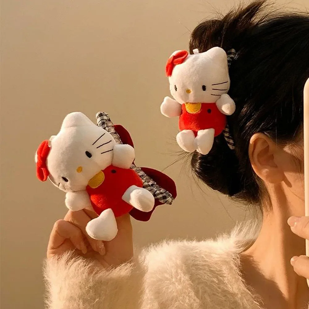 High Face Value Hello Kitty Bow Shaped Doll Hair Clip Cartoon Hair Clip Fashionable Versatile Headwear Shark Clip Kawaii Gift