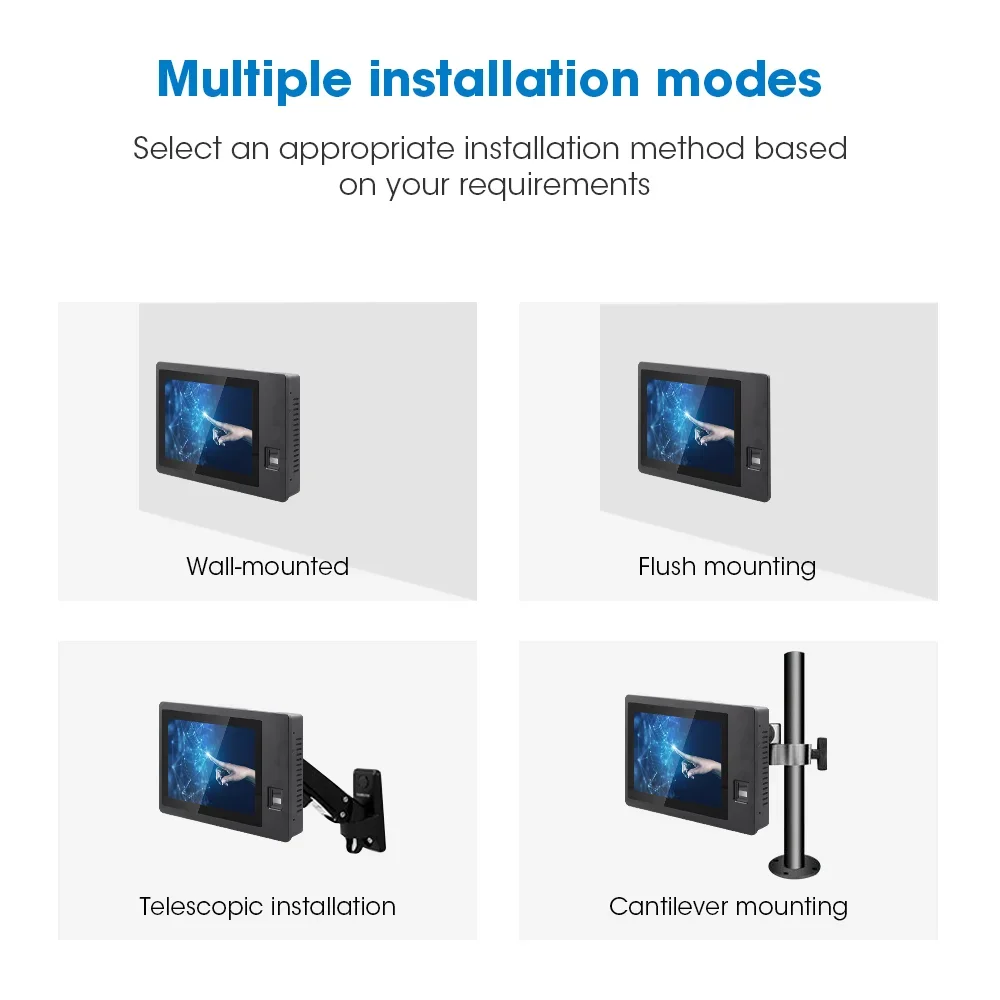 Personalización de panel de pantalla táctil industrial de 10,1 pulgadas con cámara web RFID con lector de identificación de huellas dactilares