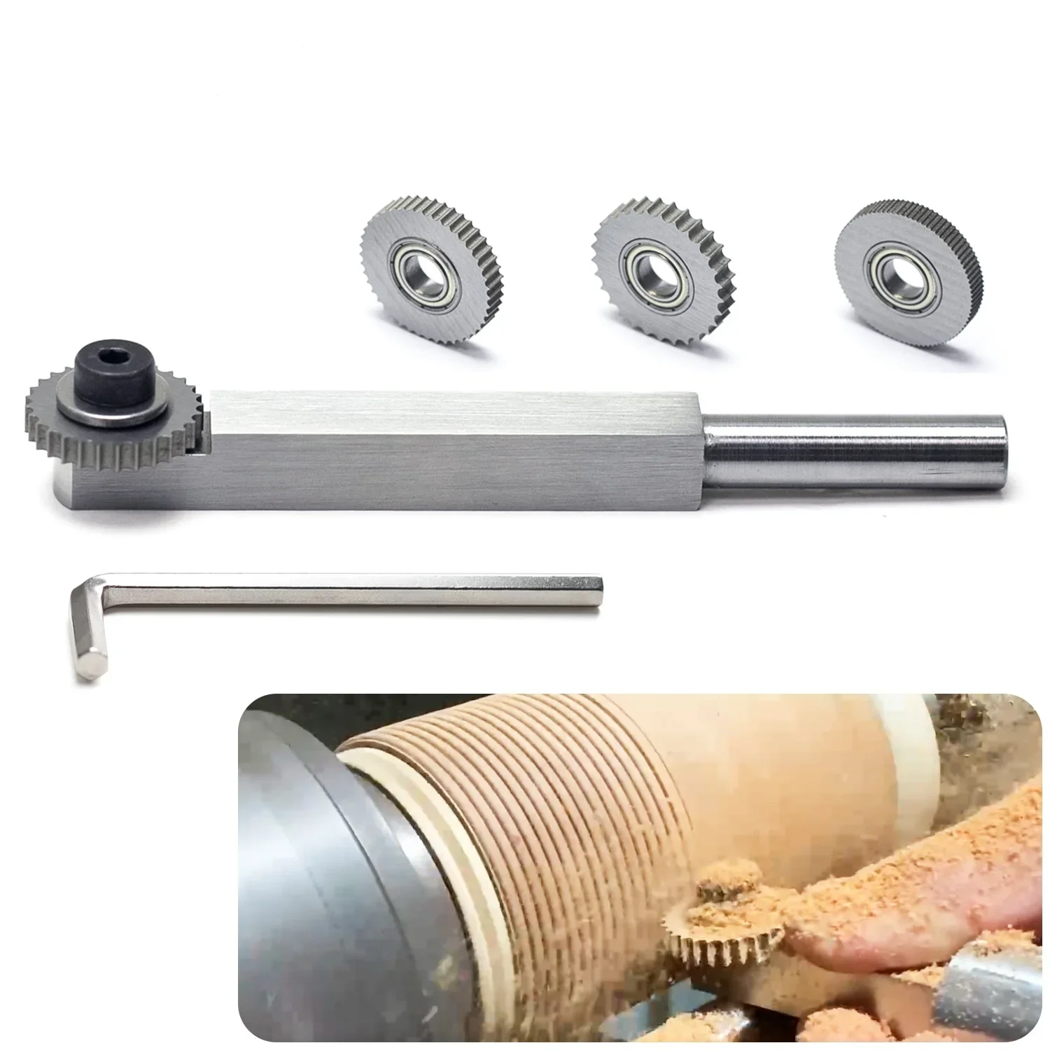 1Set Texture Wood Turning Tool Thread Sprail Texturing and Spiralling System Tools With 4pcs Cutter wheel for Wood Hobby