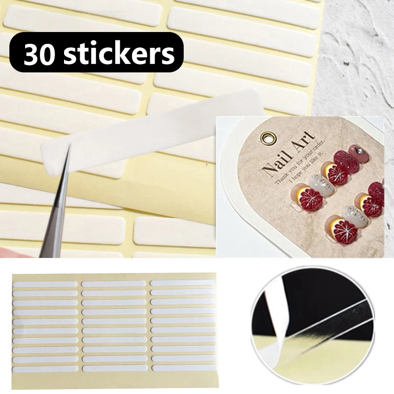 24 Stuks Doorzichtige Nagel Plakband Valse Nagels Display Lijmstickers Dubbelzijdig Geplakt Manicure Praktijk Met Gereedschappen