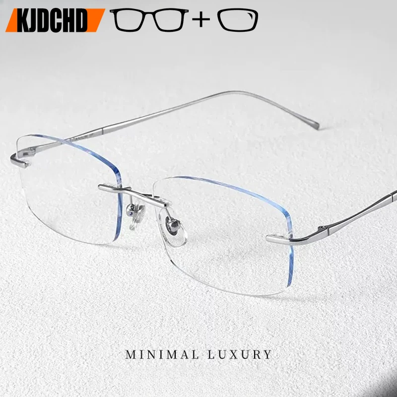 

KJDCHD новые мужские и женские оптические очки без оправы по рецепту, прогрессивные мультифокальные очки из титанового сплава для близорукости и дальнозоркости