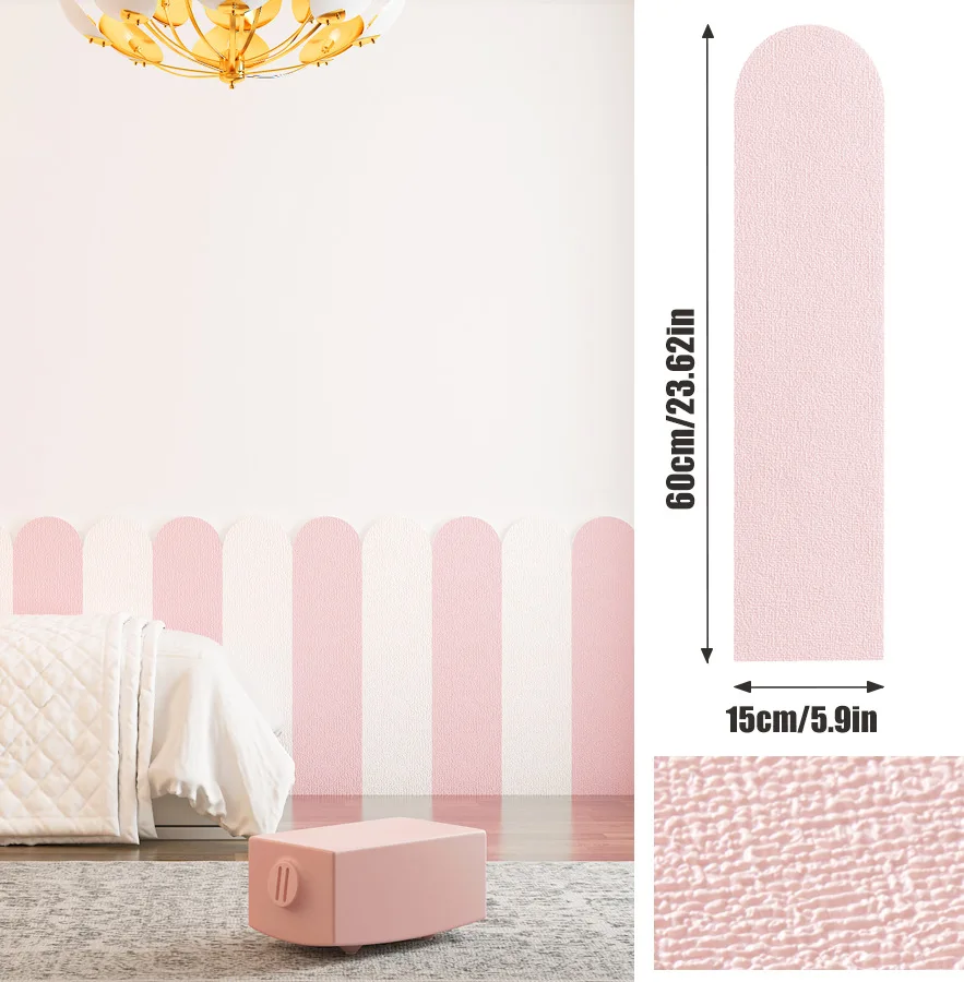 5/15pcs 15x60cm Tatami Soft‑Pad Self‑Adhesive Wall Stickers, Headboard Wall Decor, Easy to Install for Home Bedroom