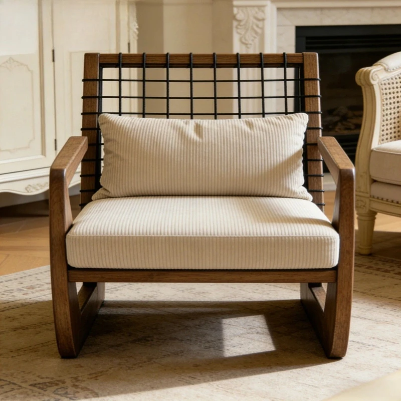 

Solid wood leisure chair living room bedroom single back chair simple lazy chair