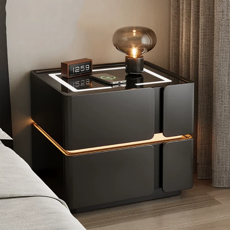 

Smart Charging Bedside Table Minimalist Premium Small Glamour Nightstands Modern Lamp Table De Chevet Chambre Bedroom Furniture