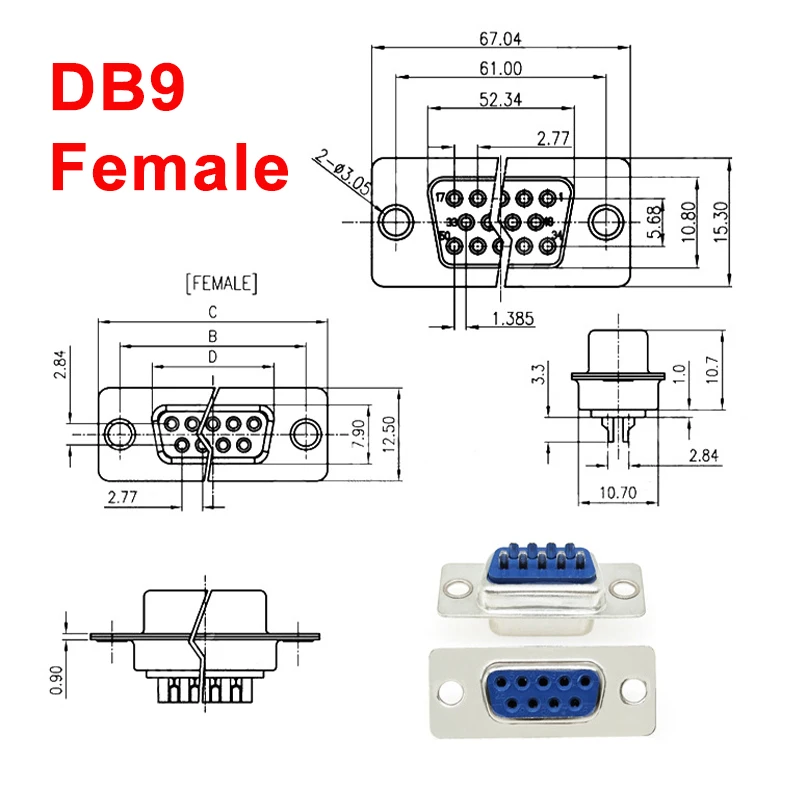  5/10PCS DB9 Male Female Solder Type Connector Serial VGA 9Pin Female 2 Rows Plug RS232 9 Pin Male/Female Plug socket  Adapter